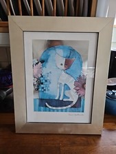 Rosina Wachtmeister Cat With Flowers Cat Print Silver Foil Special Edition 1985 