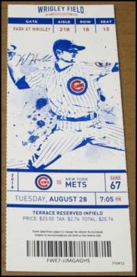8/28/2018 Chicago Cubs vs New York Mets Ticket Kyle Hendricks Ben Zobrist deGrom