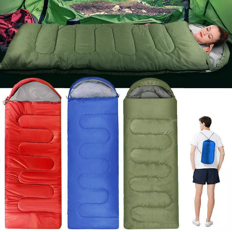 3 4 SEASON SINGLE SLEEPING BAGS CAMPING RECTANGULAR ENVELOPE ZIP