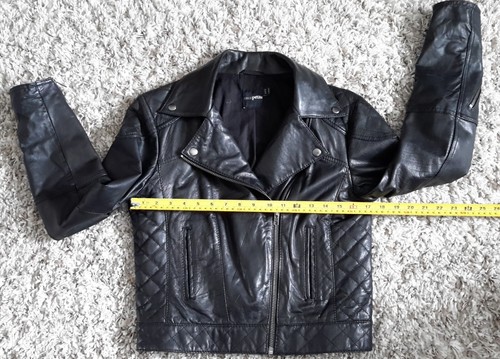 ASOS Black 100% Real Soft Leather Biker Jacket size 10. Great Condition - Picture 9 of 17