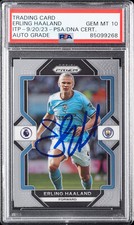 2022-23 Panini Prizm EPL Erling Haaland #9 PSA 10 GEM MT Auto Grade