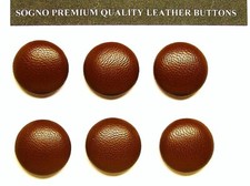6 MADE IN USA Gingerbread tan color genuine leather buttons with metal loops New