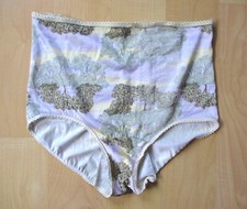 Vtg 70's lilac brown trees print nylon underwear granny panties high waist M