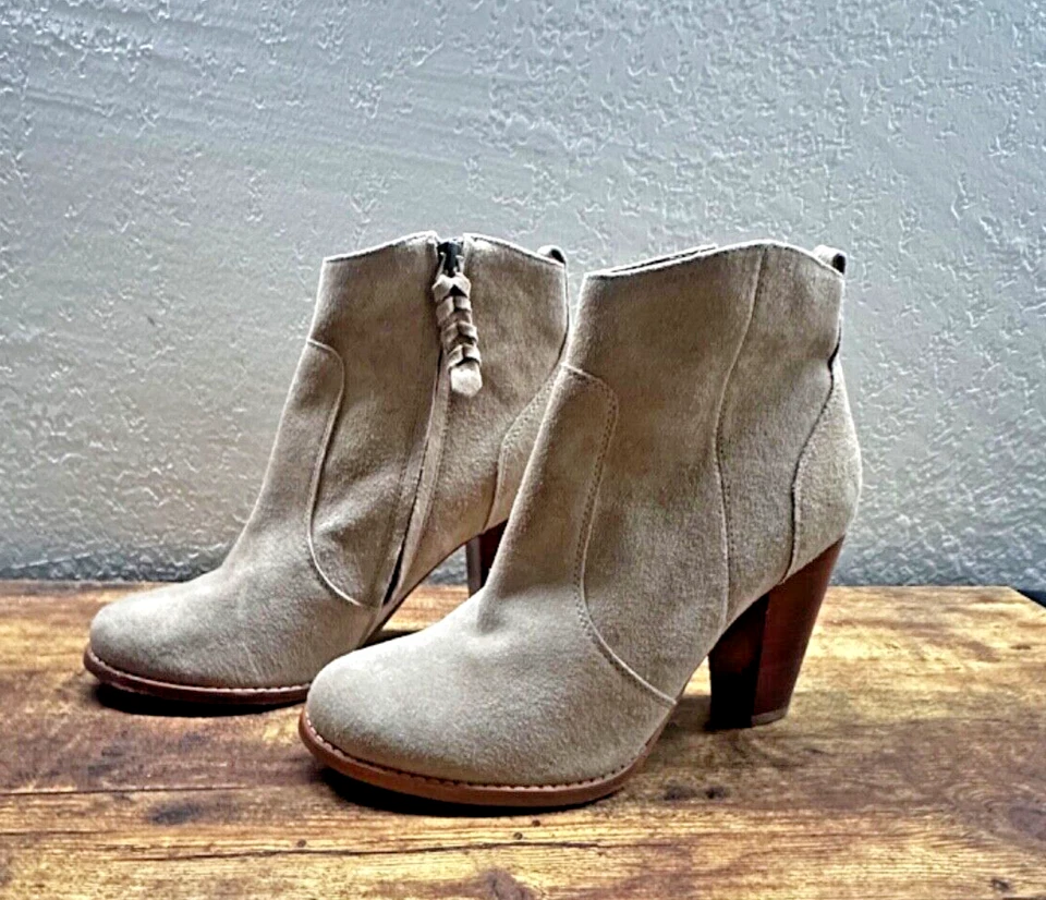 Joie Dalton Western замшевые стороны молнии лодыжки ботинки желтовато-коричневый сложенный каблук ботинок размер 8,5 - Изображение 2 из 4