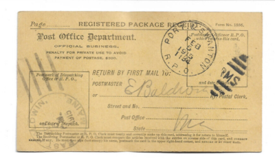 #ad Port amp; Swanton RPO Post Office Department Registered Package Receipt Postcard $19.95