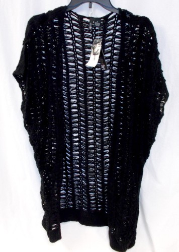 Ultra Flirt Womens JUNIORS New Knit Cardigan Sweater Top Swimsuit Cover Black S - Picture 4 of 6