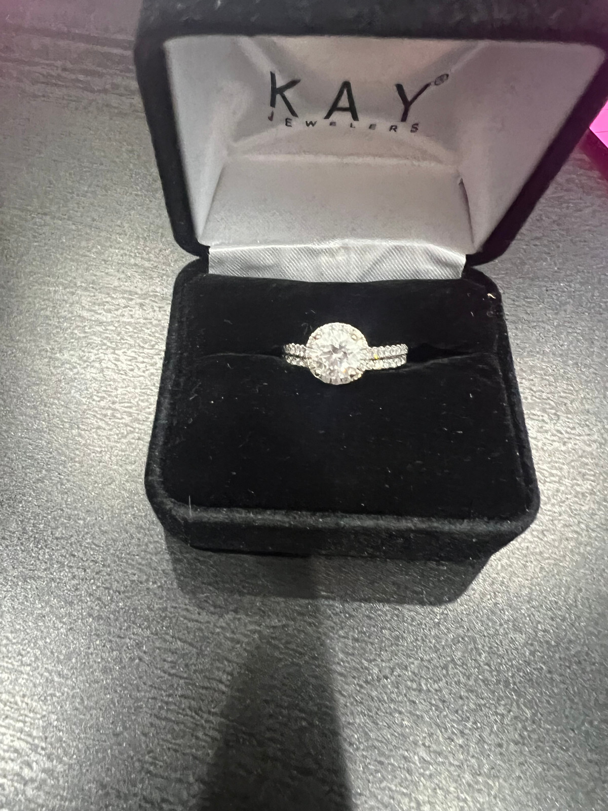 Simulated/lab created diamond wedding ring set fo… - image 1