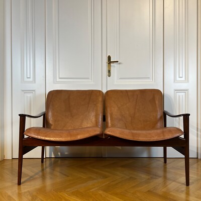 Fredrik Kayser Two-Seater Teak Sofa Loveseat Model 711 Norway 1960 Vatne Chair