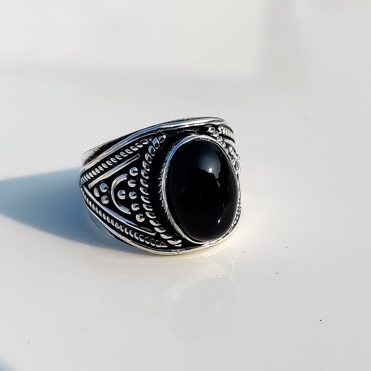 Black Onyx Gemstone 925 Sterling Silver Ring Jewelry Women