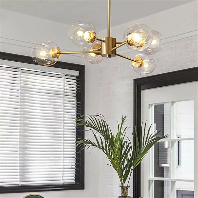 Molecular Glass Chandelier 6-Light Pendant Light Hanging Ceiling Fixture Lamps - Image 2 of 4