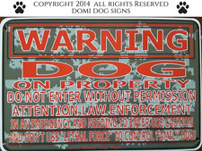 Metal Warning Camo Dog Sign For FENCE ,Beware Of Dog 8"x12"