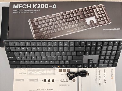 ProtoArc K200-A Mechanical LOW PROFILE Wireless Backlit Keyboard - Red Switches