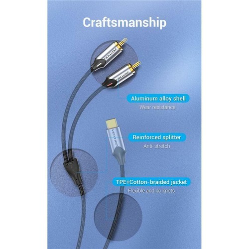 Cable de audio USB tipo C a 2 RCA para amplificador de altavoz convertidor divisor portátil - Imagen 11 de 13