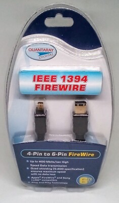 Quantaray 6Ft  IEEE 1394 Firewire Cable 4-Pin to 6-Pin NEW