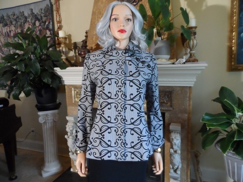 Christian Dior Black & White Print Skirt Suit Size 10 - Picture 8 of 24