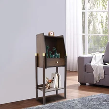 3-Tier Bamboo Display Rack Bookshelf Case w/ Drawer Freestanding Shelf 60kg