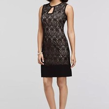 R M Richards Short Lace Sheath Dress with Keyhole Neckline Size 12 NWT