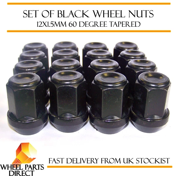 Alloy Wheel Nuts Black (16) 12x1.5 Bolts for Daihatsu Copen 03-12 - Image 1 of 1