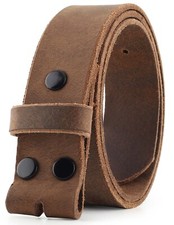 Belt for buckle men Snap on Strap Full Grain Leather no buckle, 1.5" wide. USA.