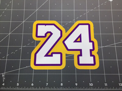 Kobe Bryant #24 lakers jersey style white number decal sticker 24