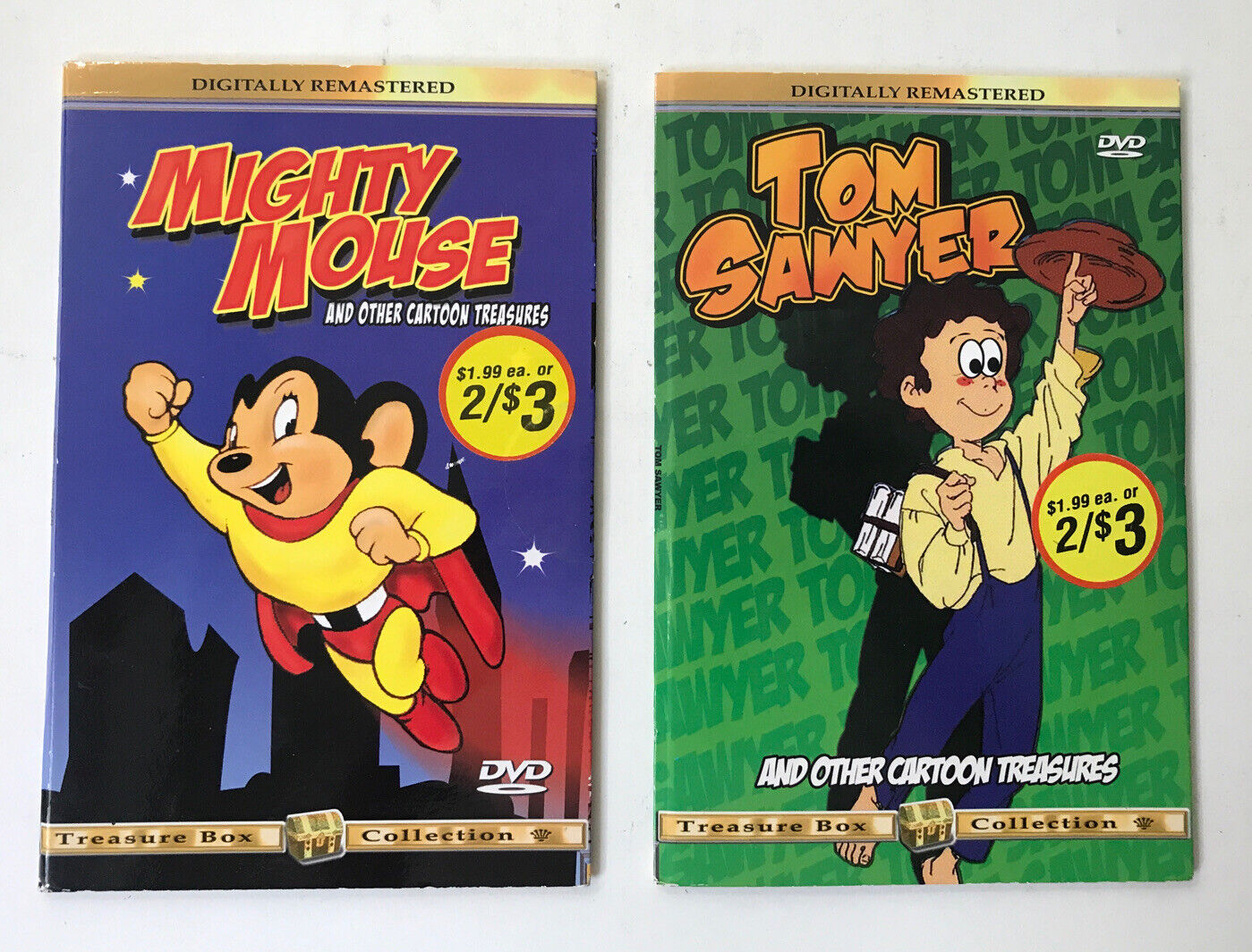 Lot Of 2 Treasure Box Collection DVD Mighty Mouse & Tom Sawyer