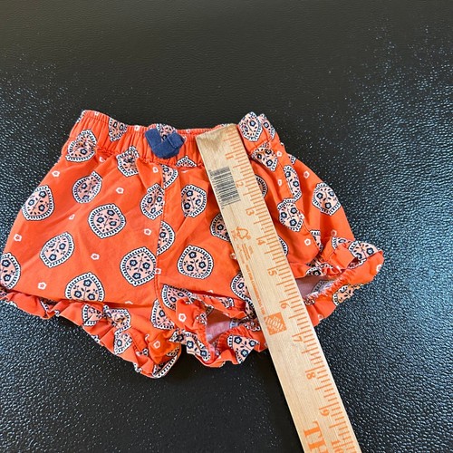 Carters Ruffle Shorts Red Orange Medallion Floral Elastic Waist Cute Toddler 18M - Picture 7 of 9
