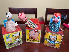 JACK IN THE BOX SNOOPY, PORKY PIG, JACK IN BOX VINTAGE WIND UP
