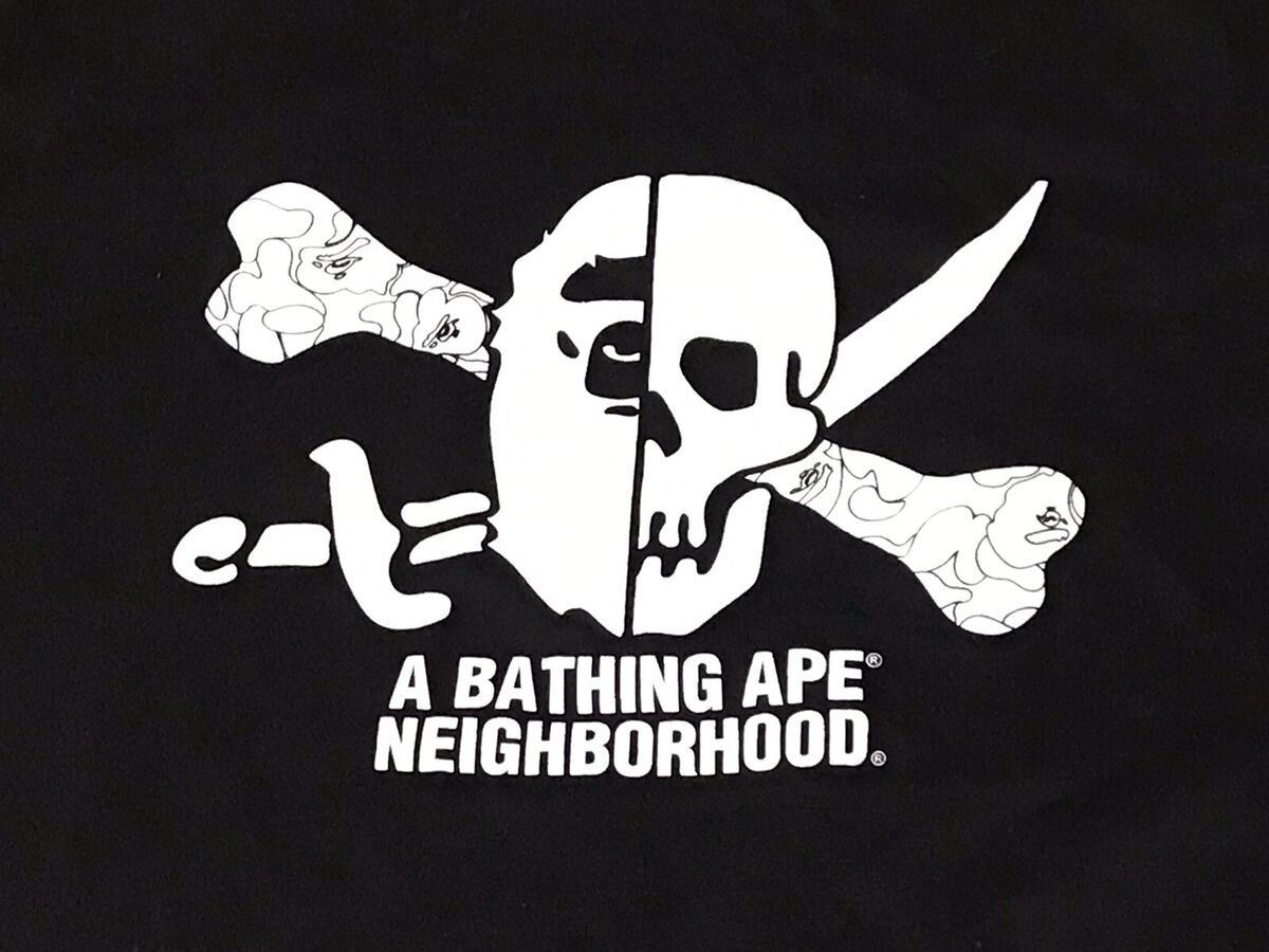 Men's A Bathing Ape Neighborhood Black T Shirt From Japan Men's A Bathing Ape Neighborhood Black T Shirt From Japan