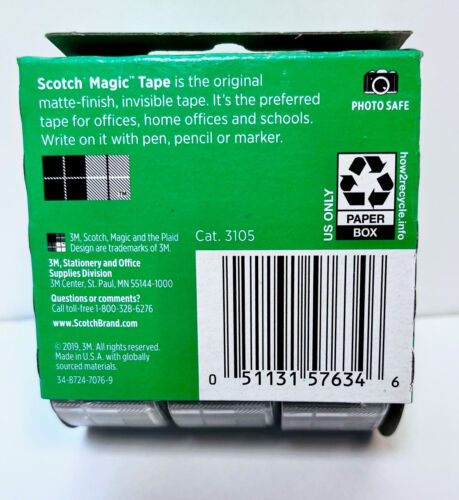 3 ROLLS Scotch Magic Tape 3105 3/4" x 300" Total 900" ONE 3-pack - Picture 3 of 4