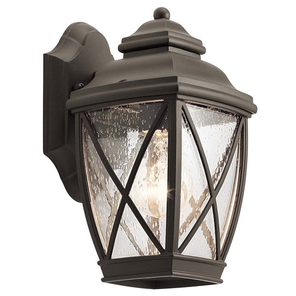 AußEnleuchte Wandlampe Alu Glas H 26,5 Cm Bronze Laterne Gartenlampe Klassisch-image