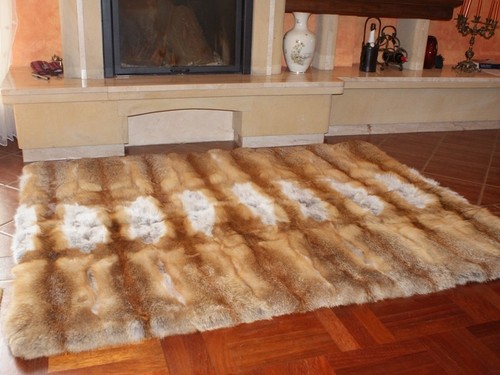 Oryginalny dywan z futra czerwonego lisa futro pokrowiec futro koc futro futro narzuta 130x200cm LIS - Zdjęcie 2 z 4