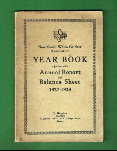 KK. NSW CRICKET YEAR BOOK - 1927 - 1928