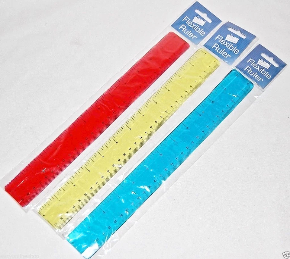 12" Transparent Flexi Bendy Flexible Ruler School Office Work Stationery  - Image 3 of 3