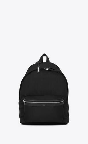 Saint Laurent Paris YSL City Backpack BLACK canvas nylon and leather - Afbeelding 1 van 5