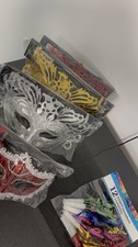 Masquerade Eyemask Lot Red/Gold/Silver One Size Adjustable 12 Squawkers