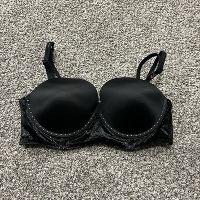 Victorias Secret 36C Very Sexy Bra Multiway Velvet Shimmer Velour Studded Goth