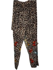NWT Johnny Was Leopard Butterfly Print Floral Wrap Pull On Closed Leg Pant S/M