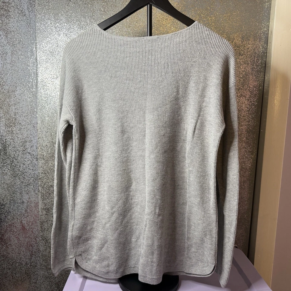 Suéter feminino Talbots malha cinza tamanho pequeno macio clássico manga longa pulôver - Imagem 3 de 4
