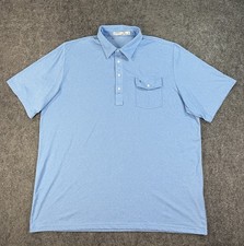 Cr quet Golf Polo Shirt Blue Short Sleeve Pima Cotton Pocket Men XXL