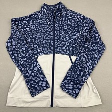 Tommy Bahama Jacket Women Medium Blue Leopard Island Zone Full Zip Stretch M