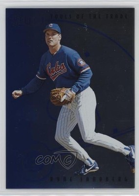 1997 Select Tools of the Trade Mirror Blue Ryne Sandberg Chuck Knoblauch HOF 6m7