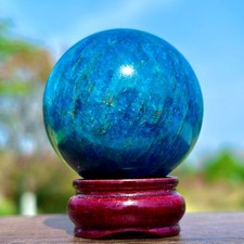170G Natural Blue Apatite Sphere Quartz Crystal Stone Ball Specimen Healing