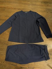 MANDALA SCRUB SET LONG SLEEVE V NECK XL SCRUB TOP  JOGGER PANTS LARGE NAVY BLUE