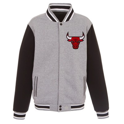 JH Design Chicago Bulls Reversible Fleece Knit Collar Full Snap Coat