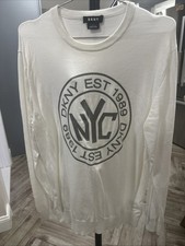 Dkny White Sweater Large 1989 Logo