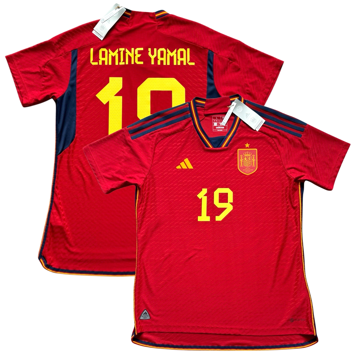 2022/23 Spain Authentic Home Jersey #19 Lamine Yamal Large adidas