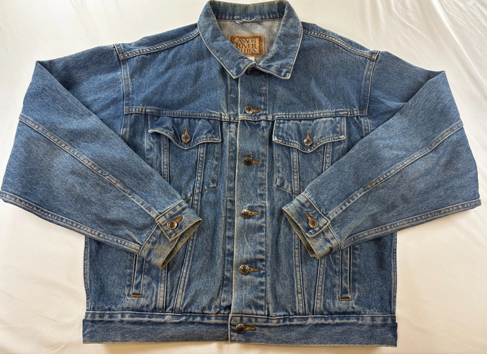 Vintage 90s Sears Canyon River Blues Denim Jacket Mens Sz Medium 100% Cotton image 1
