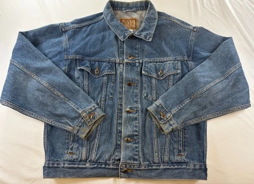 Vintage 90s Sears Canyon River Blues Denim Jacket Mens Sz Medium 100% Cotton video thumbnail