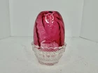 Vintage Fenton Glass 2 Pc Cranberry Glass Fairy Lamp Clear Base Stunning