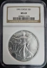1991 American Silver Eagle 1oz ☆ MS69 NGC Brown Label ☆ Free Shipping